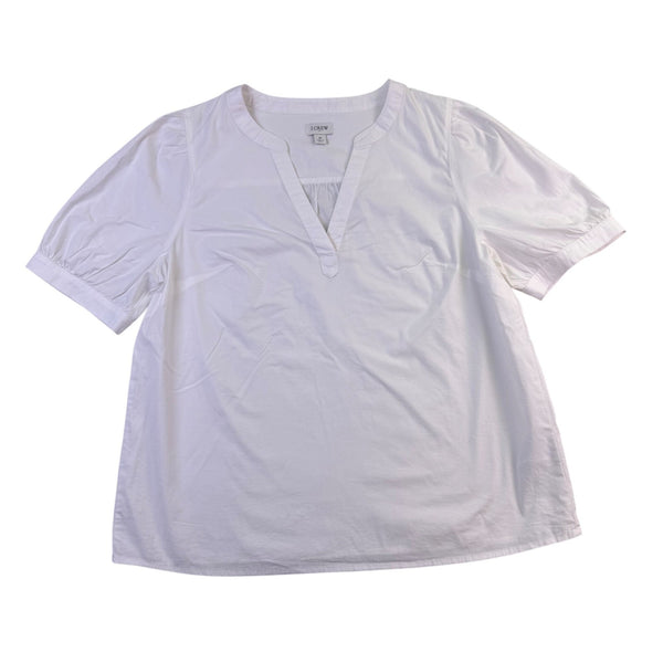 J.Crew Womens White V-Neck Puff Sleeve Top Lightweight & Stylish Sz M