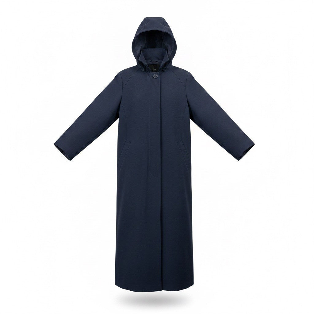 Portrait Womens Navy Hooded Long Coat Size 12P