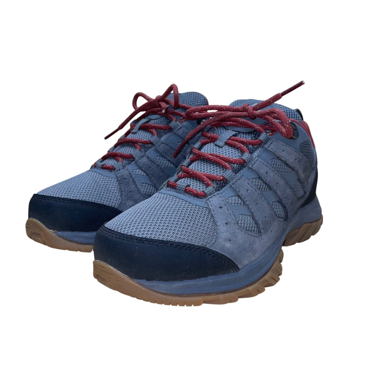 Columbia Women’s Gray & Red Mesh Redmond 3 Waterproof Hiking Shoes Size 8