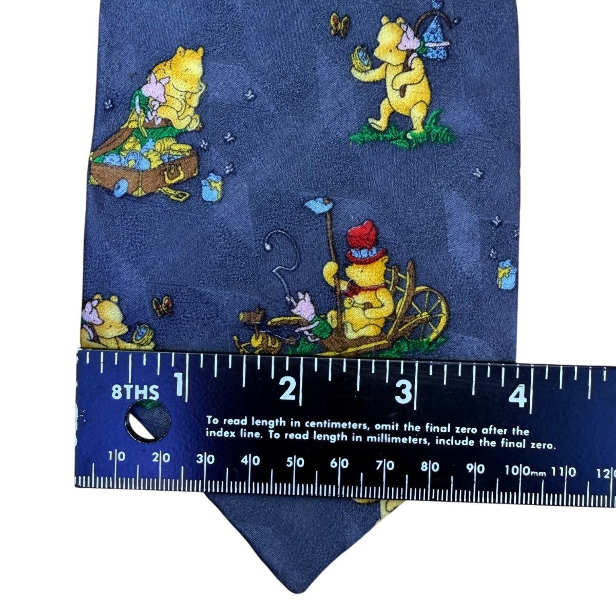 Classic Pooh Mens Blue 100% Silk Necktie Winnie The Pooh Piglet Novelty Print