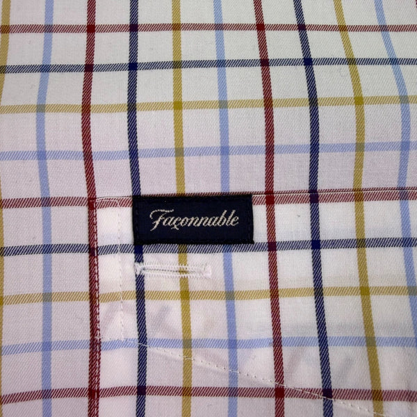 Faconnable Mens Multi-Color Cotton Plaid Button-Up Shirt Size M