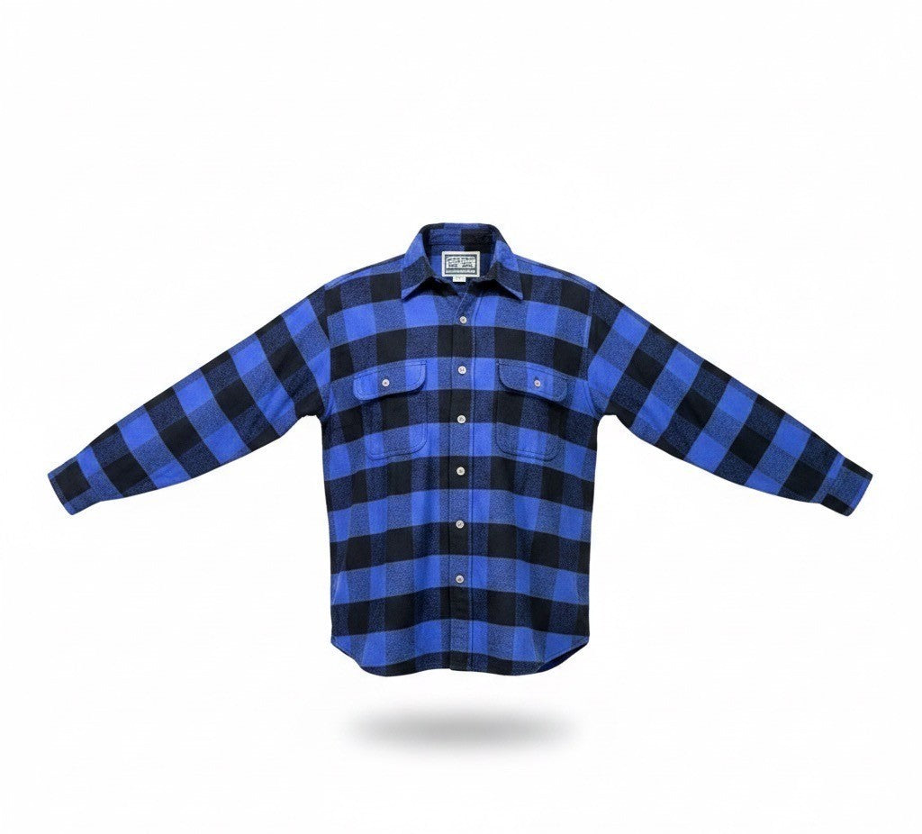 Field & Stream Mens Blue & Black Buffalo Plaid Button-Up Flannel Shirt Size M