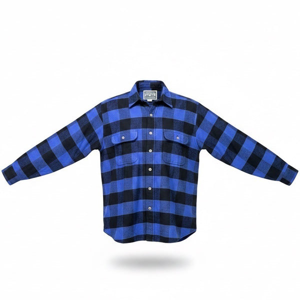 Field & Stream Mens Blue & Black Buffalo Plaid Button-Up Flannel Shirt Size M
