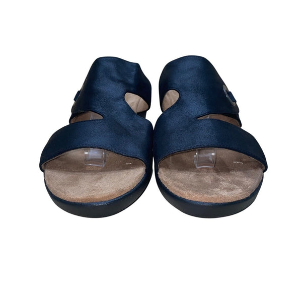 Easy Spirit Women’s Black Cushioned Footbed Kaitrin Wedge Sandals Size 10M