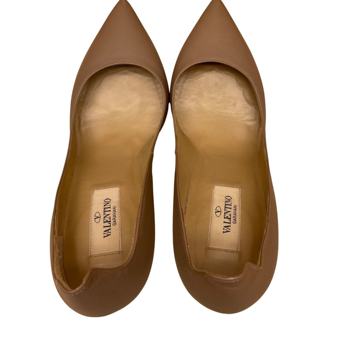Valentino Garavani Women's Beige Leather Pointed-Toe Stud Heels Sz US6.5/EU36.5