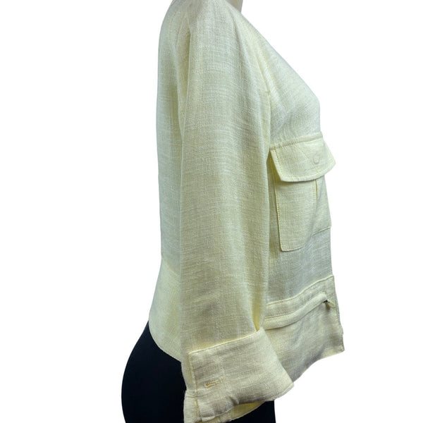 Worth Womens Yellow Linen Jacket With Pockets Size 6