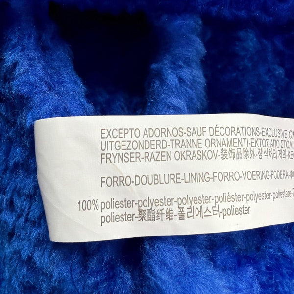 Bershka Womens Blue Faux Shearling Biker Jacket With Zipper Pockets Size S