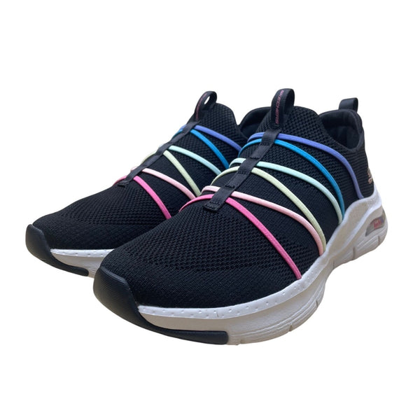 Skechers Women’s Black Multicolor Arch Fit Slip-On Athletic Sneakers Size 6.5