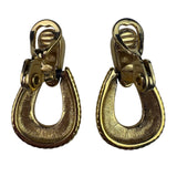 Crowned Vintage Womens Gold Tone Metal Clip-On Earrings Elegant Rope Design