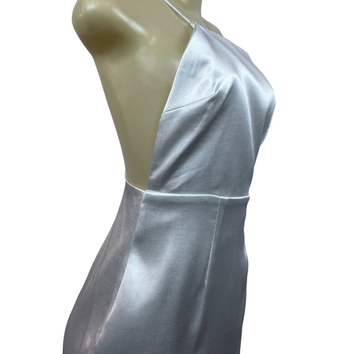 Lulus White Satin Midi Dress With Spaghetti Straps & Open Back Design Sz M - New
