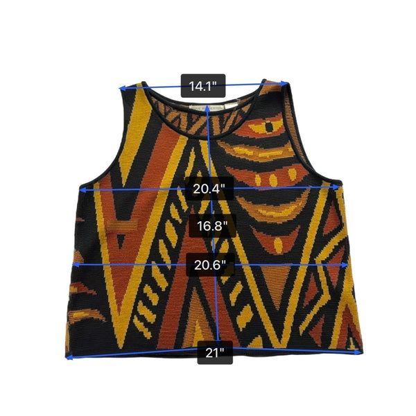 Anne Pinkerton Womens Multicolor Knit Tank Top Acrylic Nylon Bold Print Sz P/S