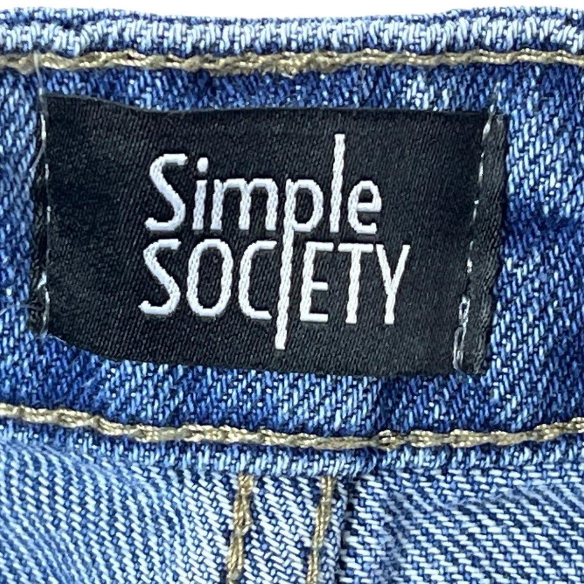 Simple Society Womens Straight Leg Distressed Denim Jeans Size 25 Premium Fabric