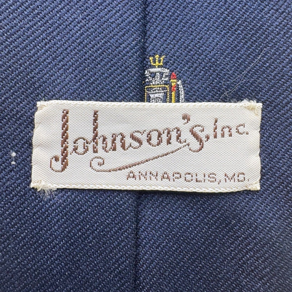 Johnsons Inc Mens Navy Polyester Embroidered Neck Tie Crest Pattern
