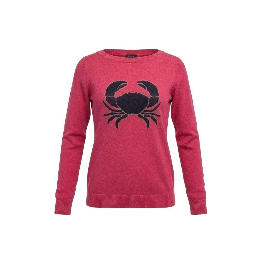 Talbots Womens Pink Crab Graphic Sweater Pullover Casual Knit Size XL