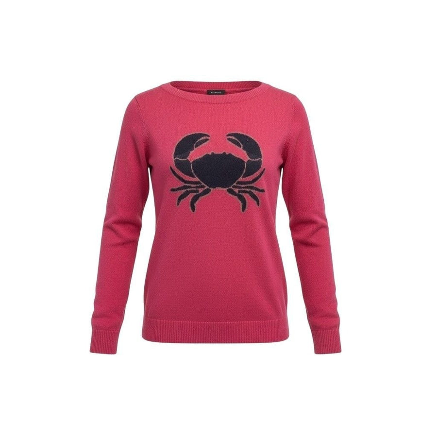 Talbots Womens Pink Crab Graphic Sweater Pullover Casual Knit Size XL