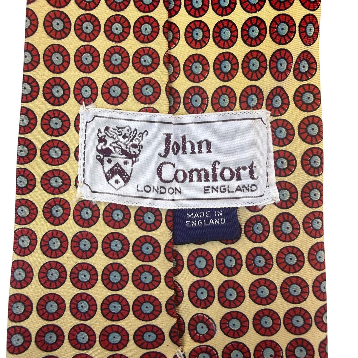 John Comfort Mens Red & Yellow Geometric Patterned Neck Tie Made In England