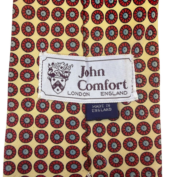 John Comfort Mens Red & Yellow Geometric Patterned Neck Tie Made In England
