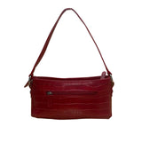 Brighton Women's Red Faux Leather Croc Embossed With Heart Accent Shoulder Bag