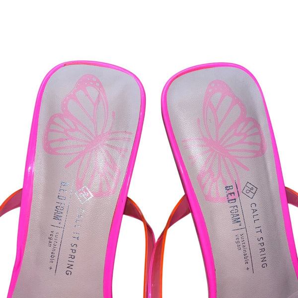 Call It Spring Women’s Pink Translucid Strap Butterfly Heel Vegan Sandals Sz11