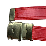 Vintage Red & Black Belt With Gold Buckle 37 in Long Adjustable Buckle
