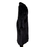 Black Womens Mink Fur Coat Luxury Long Full-Length Button-Up Soft Textured Sz M
