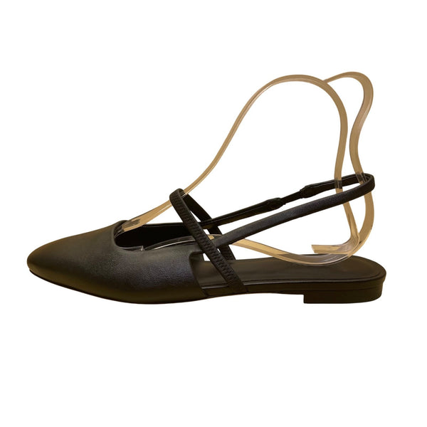 Vince Women’s Black Leather Classic Pointed Toe Strappy Slingback Flats Size 9M