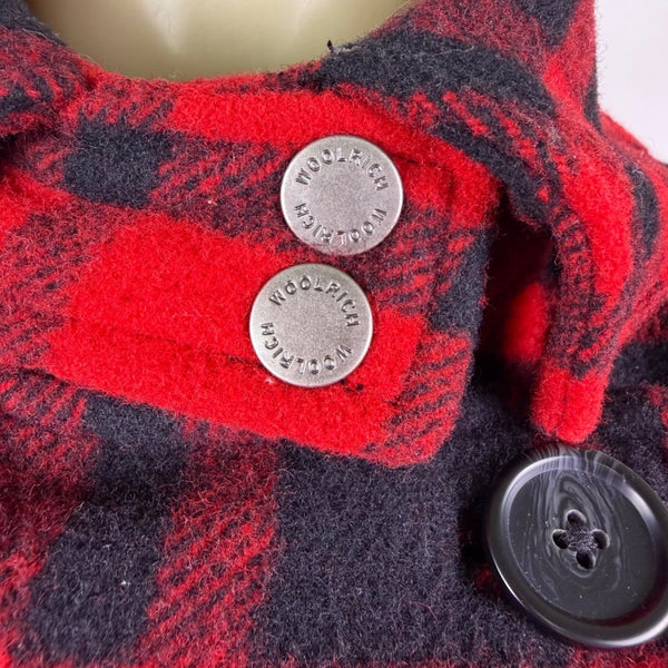 Woolrich Womens Red & Black Plaid Peacoat Double Breasted Jacket Size L
