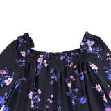 Cece Womens Black Floral  Off-Shoulder Top Sleeve Tie Detailing Size M 3/4