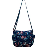 Vera Bradley Womens Navy Quilted Floral Adjustable Strap On-The-Go Crossbody Bag