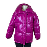 Michael Kors Womens Pink Nylon Puffer Jacket Hooded Warm Winter Wear Sz XXS