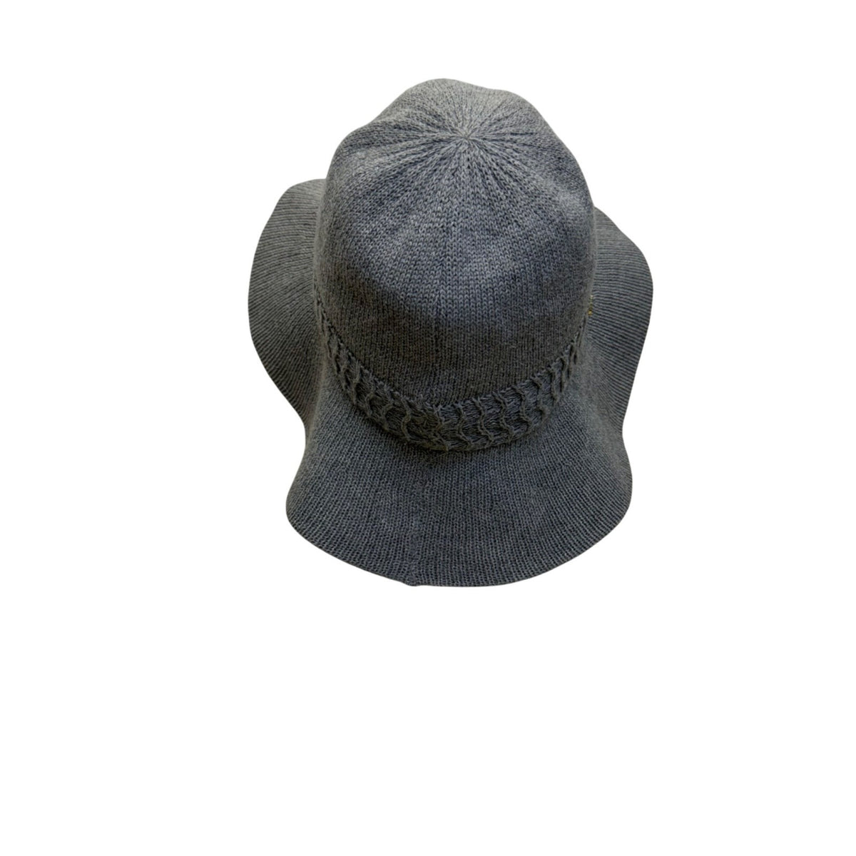 Vince Camuto Womens Gray Polyester Knit Floppy Hat One Size Woven Band Detail