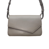 Wera Women’s Gray Leather Envelope Flap Adjustable Strap Compact Crossbody Bag