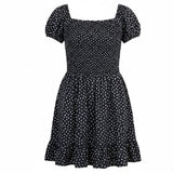 Asos Womens Black White Polka Dot Short-Sleeve Smocked Mini Dress Size 10