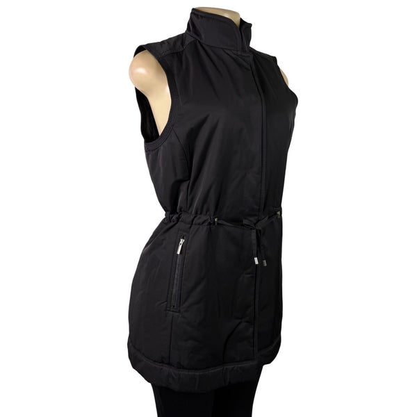 Rainforest Womens Black Sleeveless Vest Zip-Up Adjustable Waist Sz S