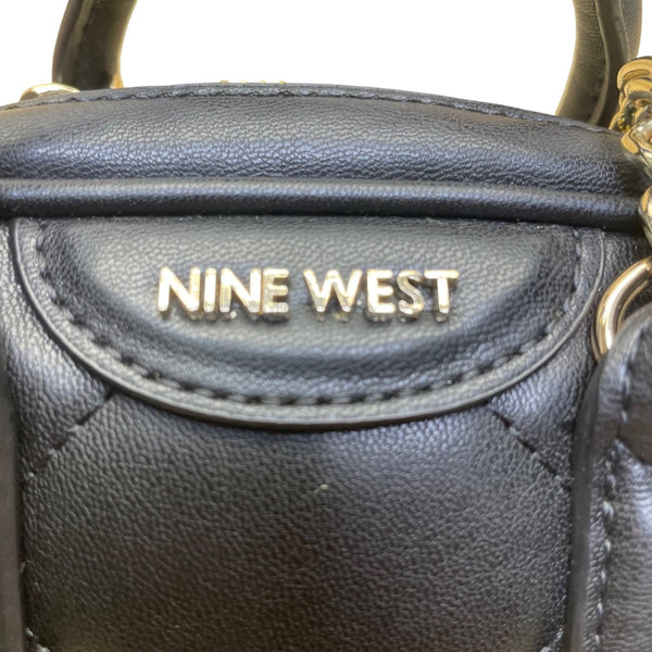 Nine West Women’s Black Faux Leather Quilted Gold Chain Strap Crossbody Mini Bag
