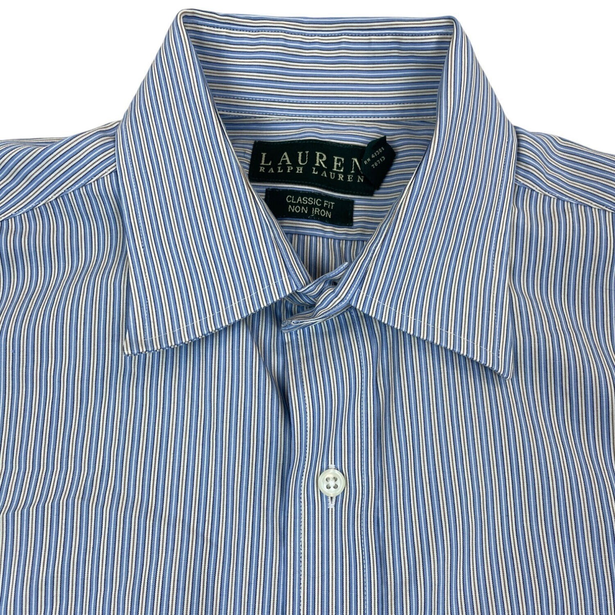 Ralph Lauren Mens Classic Fit Blue & White Striped Dress Shirt Sz 15.5 (32/33)