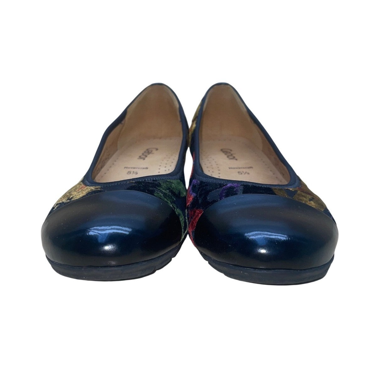 Gabor Women’s Black Multicolor Floral Pattern Patent Toe Ballet Flats Sz 5.5