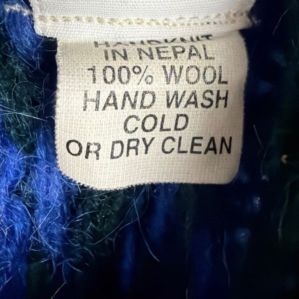 Snowfox Women’s Blue & Purple Handmade Knitted Cardigan From Nepal