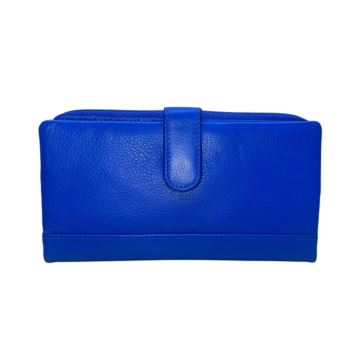 ili New York Women’s Cobalt Blue Genuine Leather Zip Closure RFID Wallet
