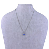 Sterling Silver Womens Blue Stone Pendant Necklace 925 Chain Thailand Handmade