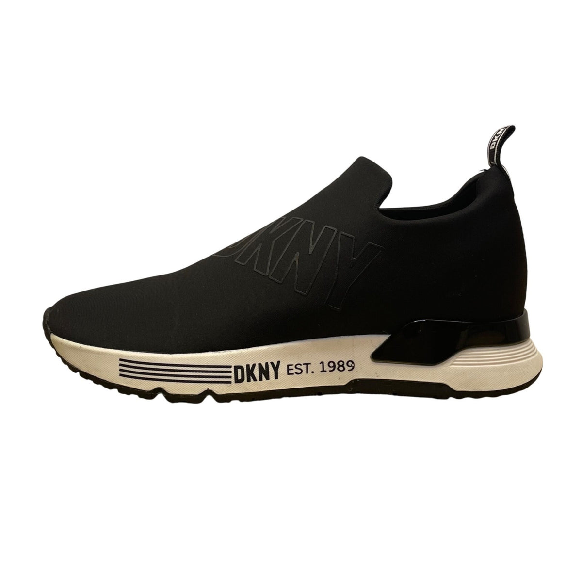 DKNY Women’s Black Slip-On Logo Signature Athletic Nora Sneakers Size 7.5M