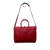 Levenger Women’s Red Leather Briefcase Laptop Bag Dual Handles & Shoulder Strap