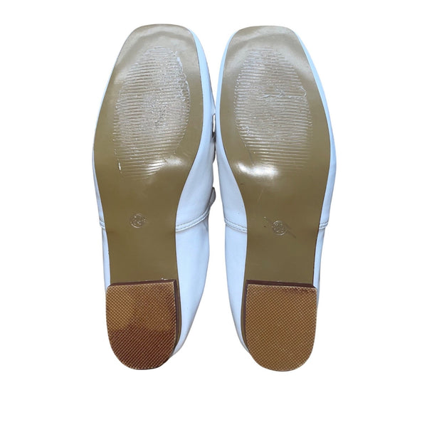 Zrshenmids Women’s White Leather Cut-Out Slip-On Square Toe Loafers Size 39