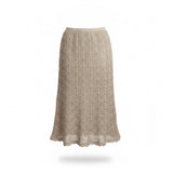 Crochet Beige Cotton Womens Skirt Lined Hand Wash Elastic Waist Philippine Sz 10