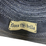 Flora Bella Womens Black Straw Hat W/Mother-Of-Pearl Accents Sun Protection