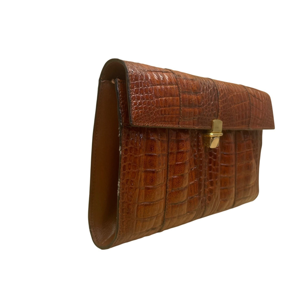 El Corte Inglés Women’s Brown Faux Leather Crocodile-Embossed Shoulder Bag