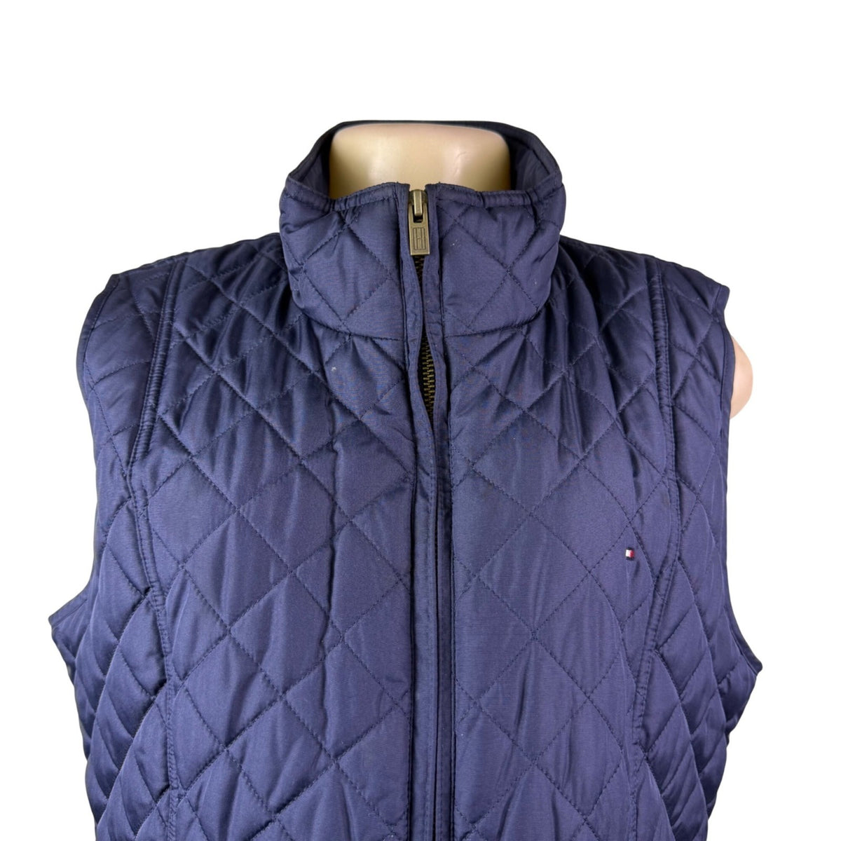 Tommy Hilfiger Womens Navy Quilted Puffer Vest Lightweight Zippered Sz L