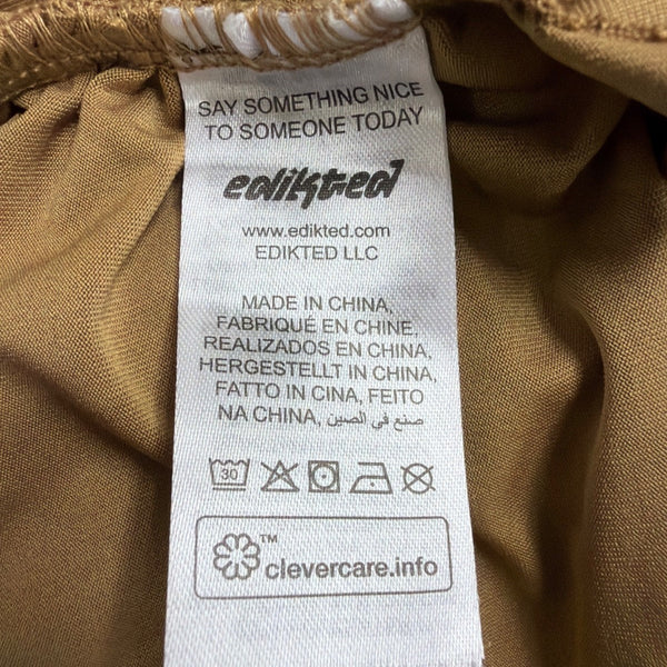 Edikted Womens Tan Polyester & Spandex Halter Top Ruched Asymmetrical Hem Size S