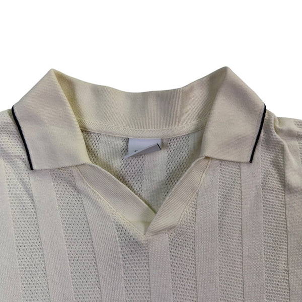 Zara Mens Cream Polo Shirthort Sleeve Ribbed Casual Size S