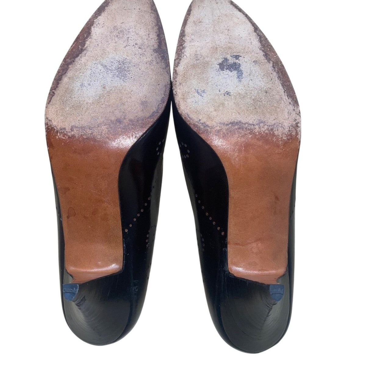 Evan Picone Women’s Black Leather Perforated Pointed Toe Dress Pumps Size 8N